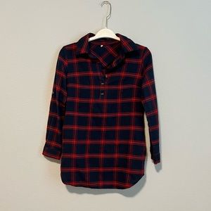 Navy & Red Flannel Top size Small